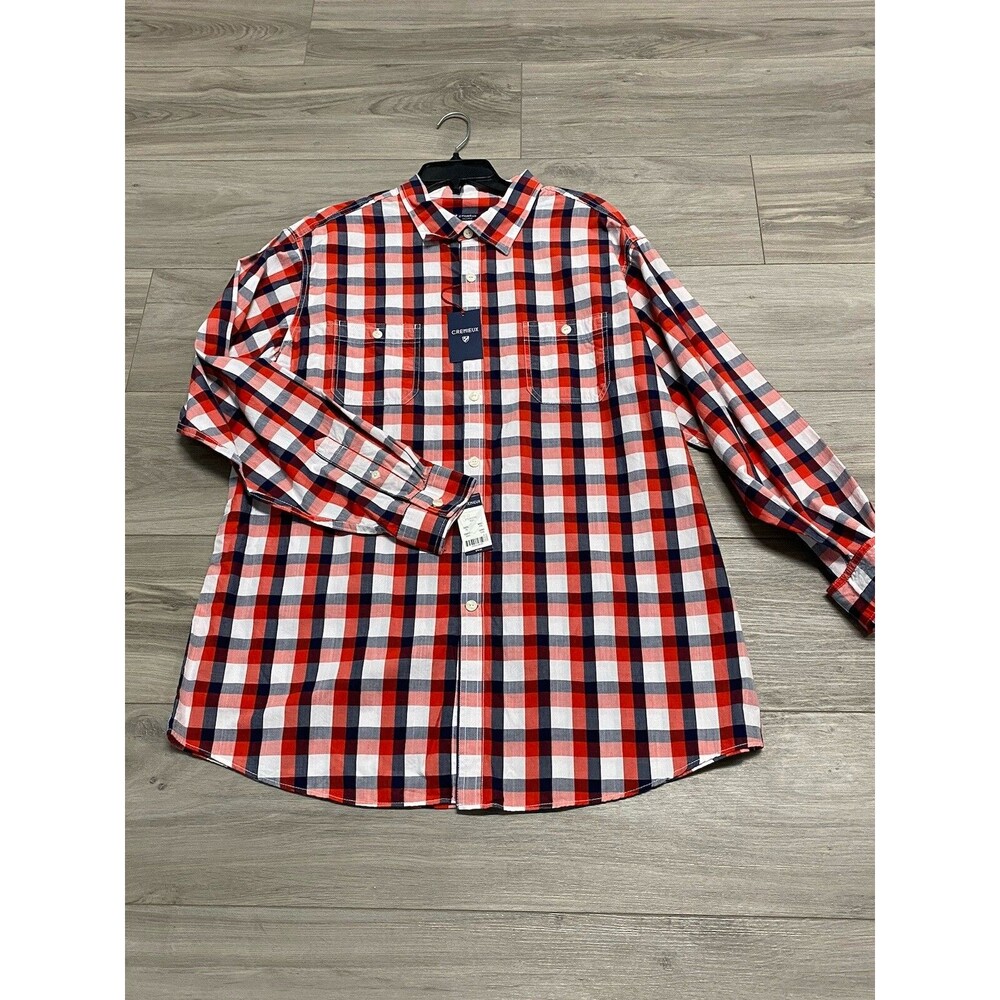 Cremieux Button Down Red White & Blue Plaid Shirt Men’s Size XL NWT